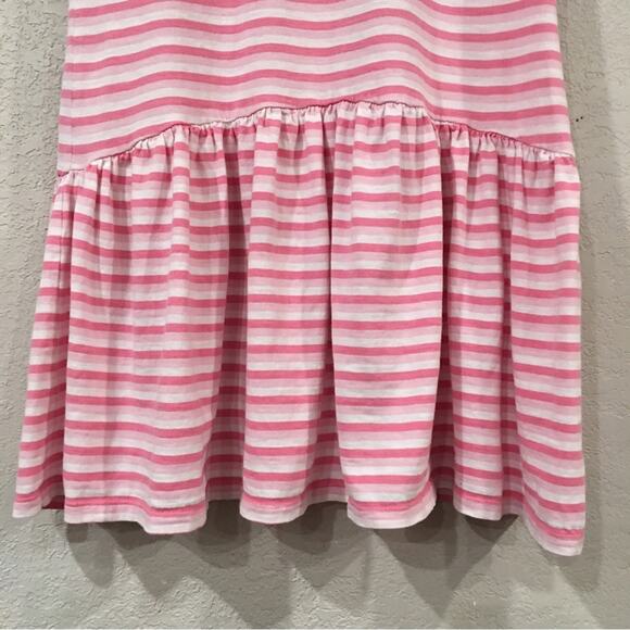 Rockets of Awesome Girl Sz 12 Stripe Pink & White Dress 100% Cotton Drop Waist - Picture 4 of 11
